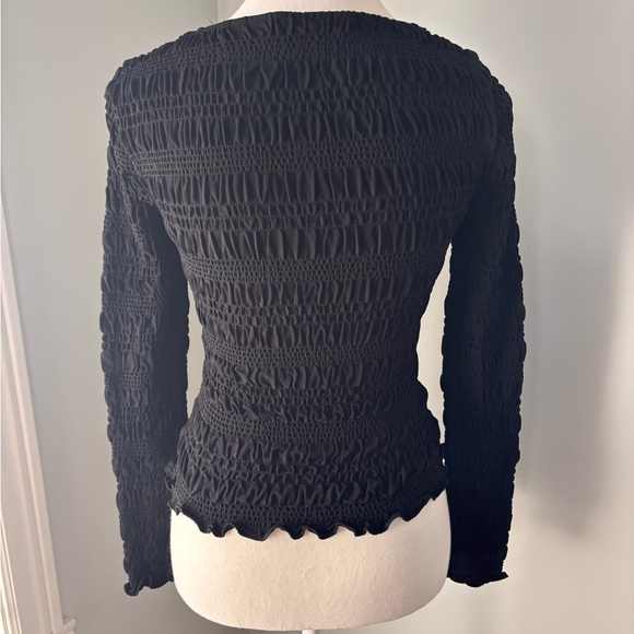Frame Denim Black Textured Blouse - Picture 7 of 11
